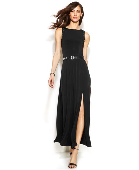 michael michael kors grommet trim belted maxi dress|Michael Kors Belted Maxi Dress .